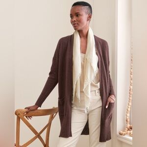 Garnet Hill Enid Patch-Pocket Cardigan 100% cashmere maroon color size M